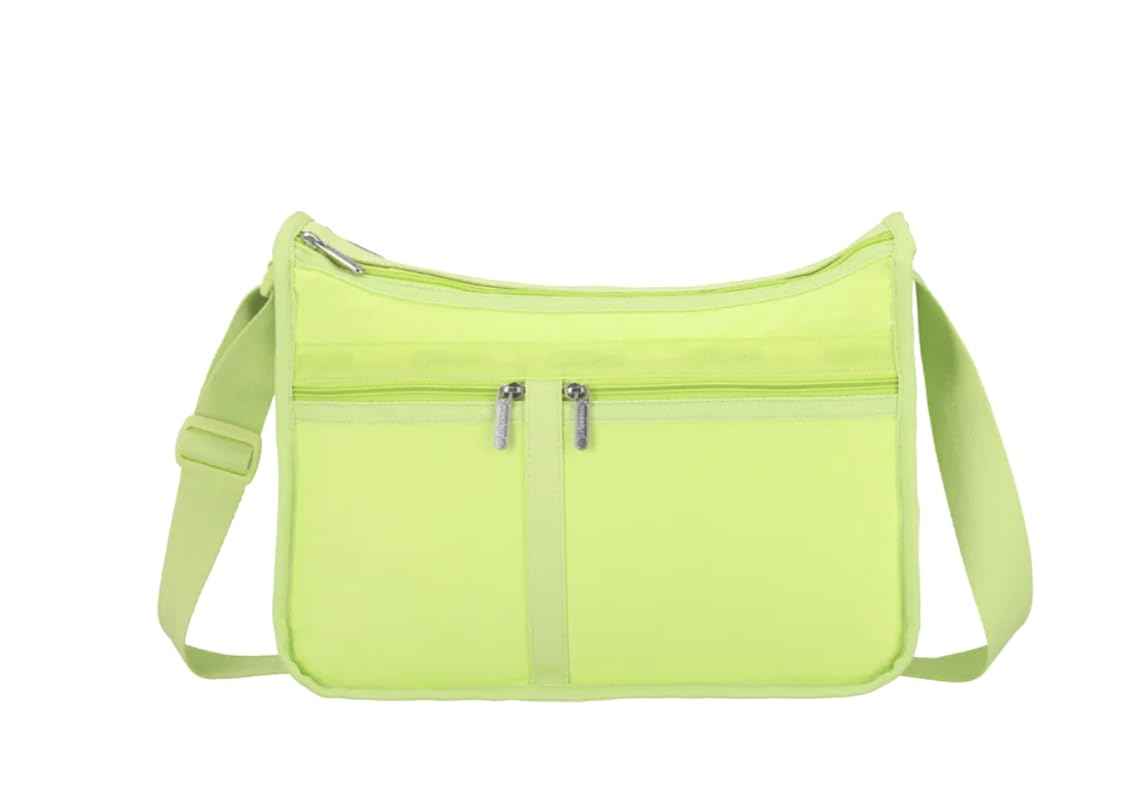 LeSportsac Lime Deluxe Everyday Crossbody Bag + Cosmetic Bag, Style 7507/Color R136, Uplifting & Vibrant Zingy Lime Hue, Fashion Trending Zesty New Neutral Evokes Strength, Positivity & Renewal