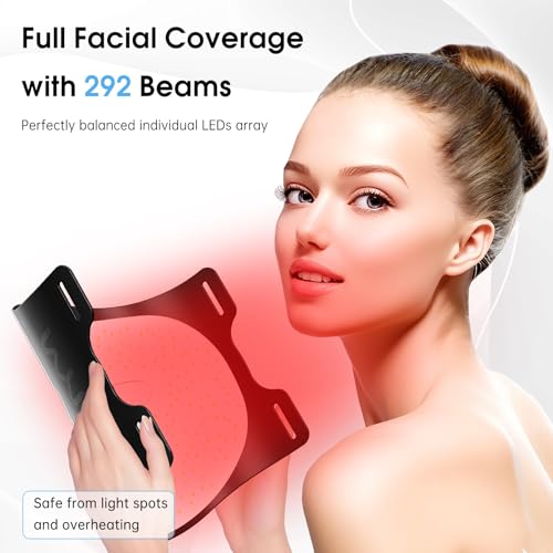 VYM Infrared Light Therapy Mask: High Power for Glowing Skin Ultra-Thin, Rechargeable Luxury - Black Bag