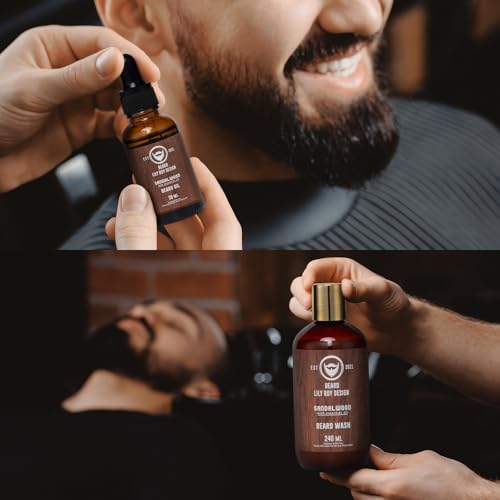 Father's Day Spa Gift Set for Men - Luxury 30-Piece Sandalwood Bath & Beard Gift Set for Men, Bath & Body Care Kit for Him with Beard Wax | Christmas, Valentine's Day, Birthday, Gift for Father Dad