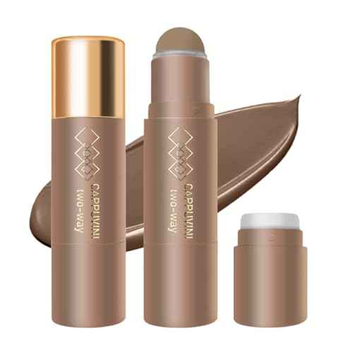 Cool Toned Cream Contour Stick for Fair Light Pale Skin,Grey Nose Contour Makeup Built-in Sponge, Smooth Long Lasting Bronzer Gray, Blendable Lightweight Contouring Stick #01 Cool Ash Brown