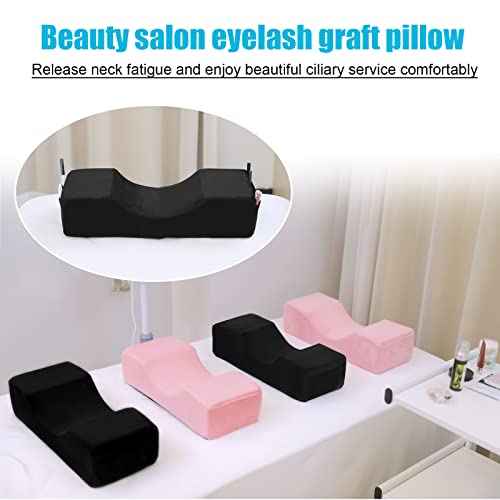 Comfortable Eyelash Extension Neck Pillow,Memory Foam Neck Contour Pillow for Sleeping Support,Beauty Salon Lash Grafting Pillow,Removable Black Velvet Cervical Pillow