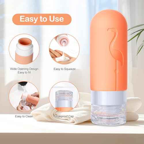 Empty 3 oz Travel Size Bottles Toiletries Containers for Toiletries Liquids£¬Small Silicone Mini Refillable Leak Proof TSA Approved Travel Bottles for Creams Shampoo and Conditioner Traveling