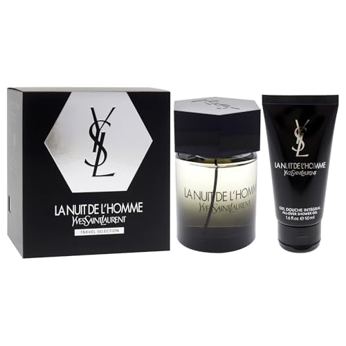 La Nuit De LHomme by Yves Saint Laurent for Men - 2 Pc Gift Set 3.3oz EDT Spray, 1.6oz Shower Gel