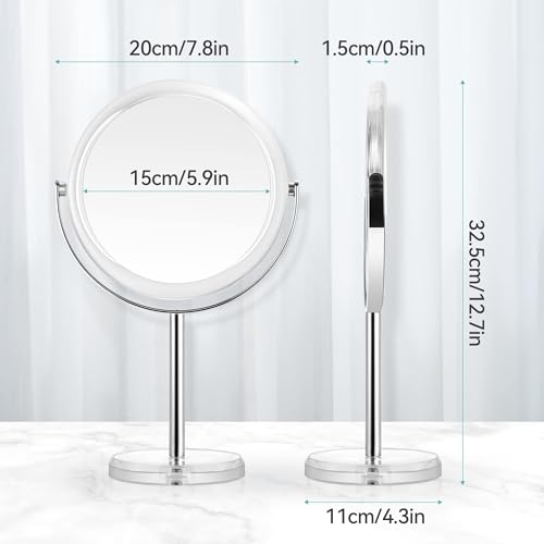 MIYADIVA 20X Magnifying Makeup Mirror,Double Sided 1X & 20X Magnifying Mirror with Stand,Tabletop Magnified Vanity Mirror with 360¡ÆRotation for Bathroom or Bedroom 7.8 Inch