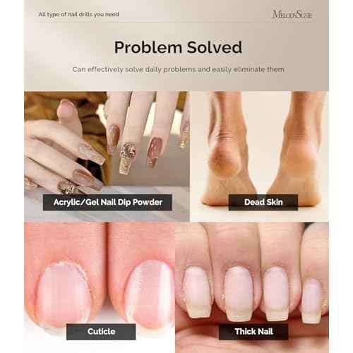 MelodySusie Cordless Nail Drill, PC180F Rechargeable 25,000RPM Eletric Nail File with Nail Drill Bits, Sanding Bands for Beginners