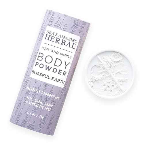 Ora's Amazing Herbal Talc Free Body Powder for Women, Cornstarch Free Talcum Dusting, Grounding Relaxation Scent, Essential Oils Lavender, Vetiver, Clary Sage, Blissful Earth 2.5 oz