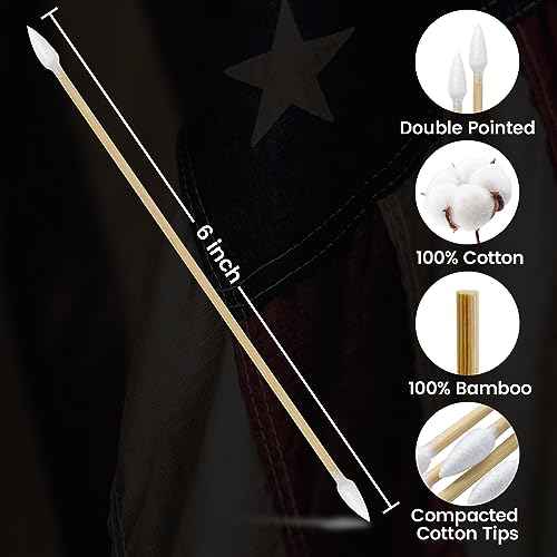 900/400PCS Double-Ended 6" Pointed Gun Cleaning Swabs - for Precision Firearm Cleaning and Applying, Gun Cleaning Supplies, Lint-Free and Highly Absorbent