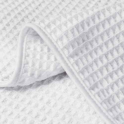HOMEXCEL White Waffle Washcloths 4 Pack, Microfiber Face Towels for Bathroom, Lint Free, Highly Absorbent and Quick Dry Wash Cloths for Bathroom, Hotel, Spa, Gym, and Kitchen, Face Cloth, 12x12 Inch