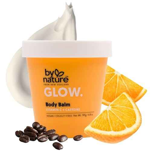By Nature Glow Vitamin C + Caffeine Body Balm for Dark Spots ? Hydrating Skin Moisturizer with Whipped Shea Butter ? Vegan, Cruelty-Free, Made in New Zealand (6.8 oz)