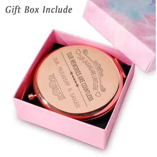 Friendship Gifts for Women Girls, Personalized Compact Mirror, Christmas Stocking Stuffers for Adult Teen, Unique Birthday Gifts for Her Best Friend Female Sister