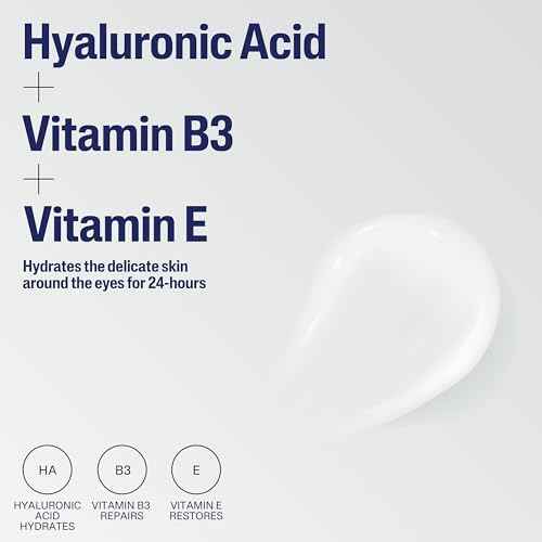 Cetaphil Hydrating Eye Gel-Cream, With Hyaluronic Acid, 0.5 Fl oz, Brightens and Smooths Under Eyes, 24 Hour Hydration for All Skin Types, (Packaging May Vary)