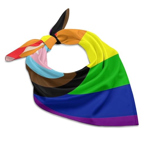 Agender Pride Flag Bandana for Men Women Square Headscarf Handkerchief Silk Neck Scarf Headbands Headwrap