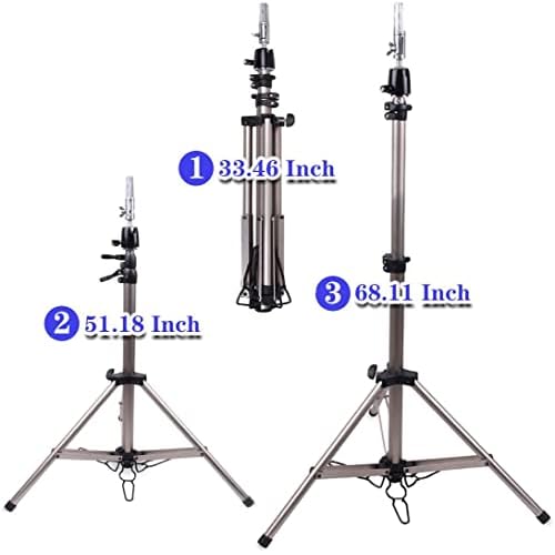 68 Inch Adjustable Mannequin Head Stand Aluminum of Tripod Silver Manikin Head Stand with Travel Bag for Cosmetologist, Hairstylist, Barber