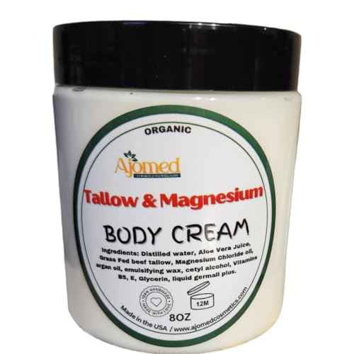 Beef Tallow & Magnesium Body butter - Grass Fed and Finished beef tallow Magnesium Cream- Handmade moisturizer for Cracked, Dry, Itchy skin- eczema cream- diaper rash (UNSCENTED)