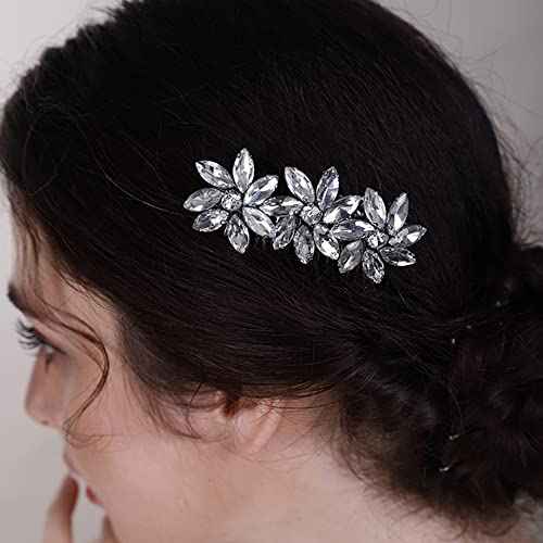 Crystal Flower Hair Comb for Women Girls Prom Crystals Hair Comb Wedding Headpiece for Bride Bridemaid Flower Girls Green