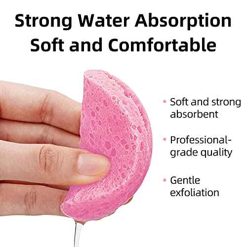 50-Count Compressed Facial Sponges|Kickleen 100% Natural Cellulose Cosmetic Spa Sponges for Daily Facial Cleansing|Makeup and Mask Removal|Exfoliating|Skin Massage|Pore Exfoliation (50 Count (Pink))