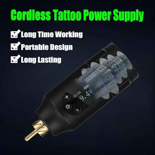 1300mAh OLED Tattoo Battery Power Supply for Rotary Tattoo Machine Portable Rechargeable Coreless Motor for Tattoo Pen Machine (OLED-Black)