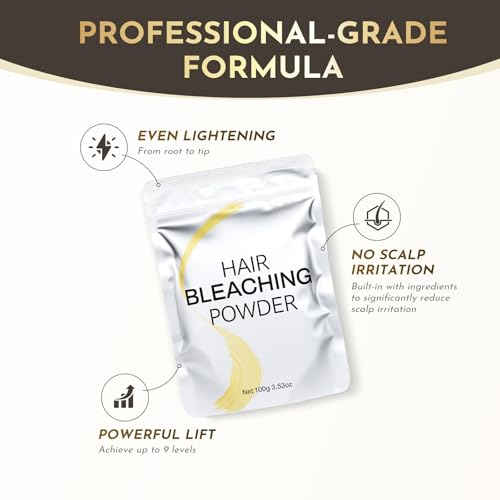 Hair Bleach, Bleach Powder for Hair, Professional Grade Blue Bleaching Powder, Up to 9 Levels of Lift for Hair Highlights & Lightening (100g/3.53oz)