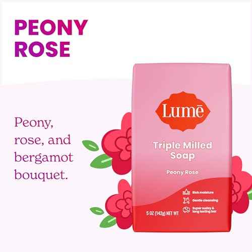 Lume Whole Body Deodorant And Soap - 2.6 Ounce Smooth Solid Stick With 72 Hour Odor Control and 5 Ounce Triple Milled Soap - Aluminum Free, Baking Soda Free and Skin Loving (Peony Rose)
