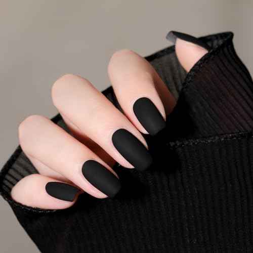 Black Matte Nail Polish, Matte Top Coat Black Nail Polish Fast Dry, Highly Pigmented Black Fingernail Polish Matte Effect, Matte Black Nail Polish for Men Women, 12 ML