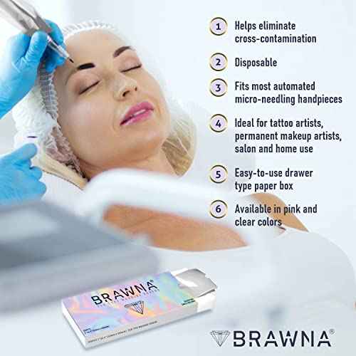 BRAWNA 220 Pack PMU Machine Pen Cover - Microneedling Machine Sleeve - PMU Supplies - Color - Clear