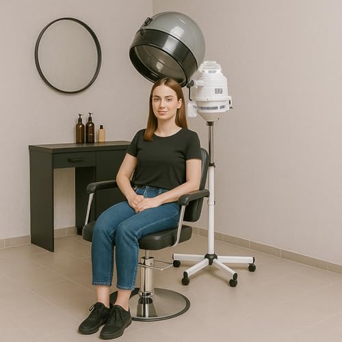 PayLessHere Hooded Hair Steamer Dryer with Adjustable Rolling Stand, Professional Bonnet Hair Care Equipment for Styling, Conditioning, and Color Treatment, for Salon or Home Use (620 watts)