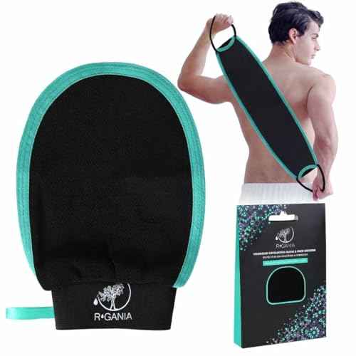 R'GANIA Deep Exfoliating Glove & Back Exfoliator ? 100% Viscose. Korean Exfoliating Mitt for Removing Dead Skin, Keratosis Pilaris & Self-Tan ? Full Body Exfoliator for Smooth, Glowing Skin