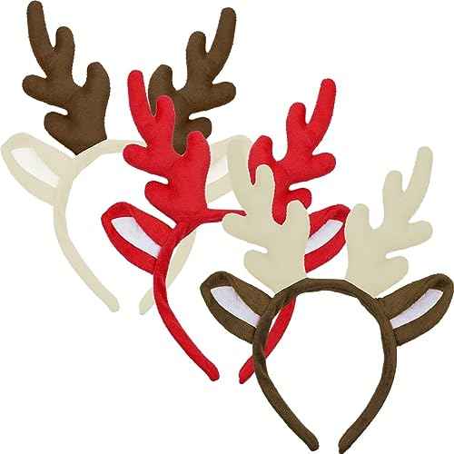 3 Pieces Antlers Headband Christmas Reindeer Hairband Deer Constume Headwear for Girls Boys Women Men Christmas Party Favors