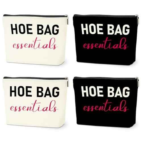 4 PCS Funny Gifts for Women Makeup Bag, Birthday Fun Hostess Gift for Women Girls Friends Cosmetic Bags Gag Gifts Girls Weekend Overnight Makeup Funny Travel Pouch, Black White