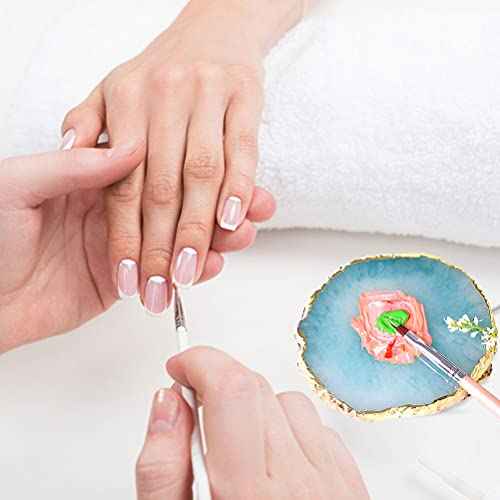 2 Pieces Resin Nail Art Palette, Nail Art Painting Gel Palette Gold Edge Color Makeup Display Board Nail Art Display Cosmetic Mixing Tools