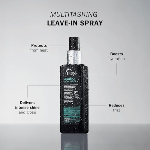 TRUSS Amino Heat Protection Spray for Hair - Anti Frizz Leave In Hair Spray - Infused with Essential Oils to Hydrate & Replenish Amino Acids - Color Safe Heat Protectant & Detangler (7.61 oz)