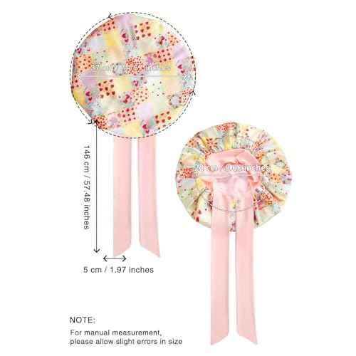 Double Layer Silk Bonnet with Tie Satin Lined Sleep Cap Hair Cover for Women's Curly Natural Hair