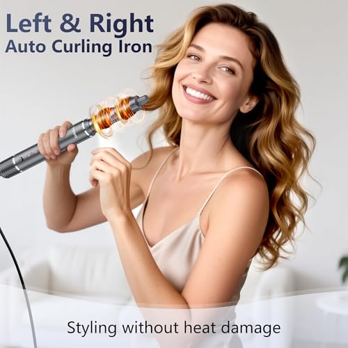 6-in-1 Ionic Hot Air Styler, Powerful High Speed Hair Dryer Brush, Auto Wrap Curler for Fast Drying, Volumizing&Straightening for Multi Styler, Cool Shot Button-No Heat Damage,Gift for All Hair-Travel