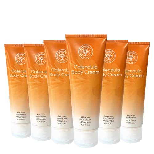 L’EUDINE Calendula Cream – Pack of 6-4fl oz Calendula Body Cream for Acne, Wrinkles, Fine Lines, Scars – Calming and Soothing Repair Cream – Natural Calendula Extract with Vitamin E, Echinacea