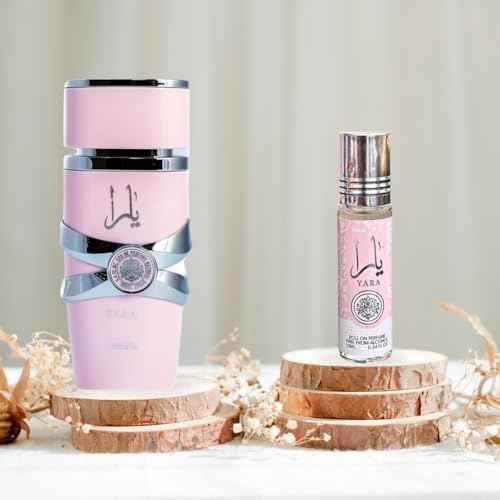 Lattafa Yara 2-piece Fragrance Bundle for Women (3.4 Oz Eau de Parfum Spray + 0.34 Oz Concentrated Perfume Oil)