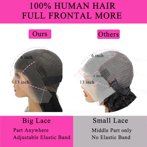 26 Inch Deep Wave Lace Front Wigs Human Hair Pre Plucked 200% Density 13x6 HD Lace Frontal Wigs with Baby Hair Deep Curly Wet and Wavy Glueless Wigs for Women (Natural Black, 26 Inch)