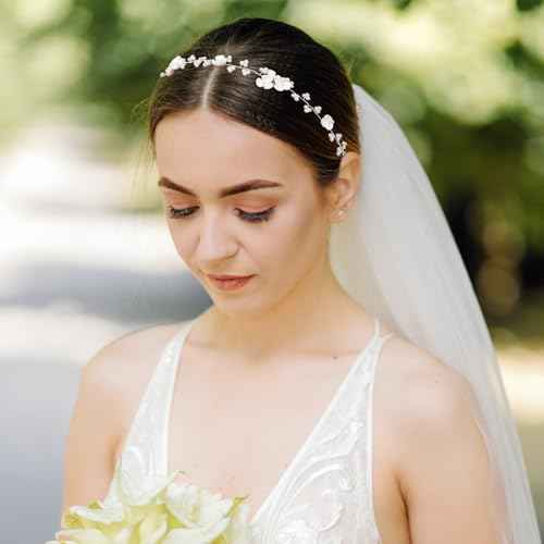 Bewudy Hair Accessories, Flower Girl Headband, Pearl Headpiece for Girls and Women, Wedding, Birthday, Party, and First Communion