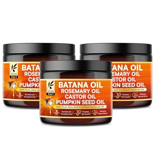 Batana Oil for Hair Growth, All-in-One Blend with Batana, Rosemary, Castor & Pumpkin Seed Oils, Pure & Unrefined, Softens, Smooths, Strengthens, Adds Shine, Clean Beauty for All Hair Types (3PK)
