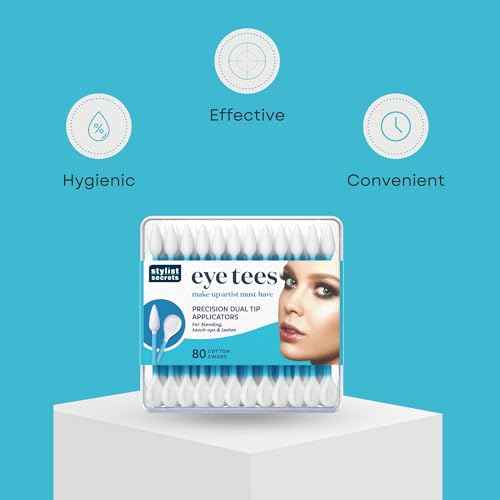 Fran Wilson EYE TEES COTTON TIPS 80 Count (3 PACK) - Precision Makeup Applicator, Double-sided Swabs with Pointed and Rounded Ends for Perfect Blending, Effective Cleaning and Precise Touch-ups