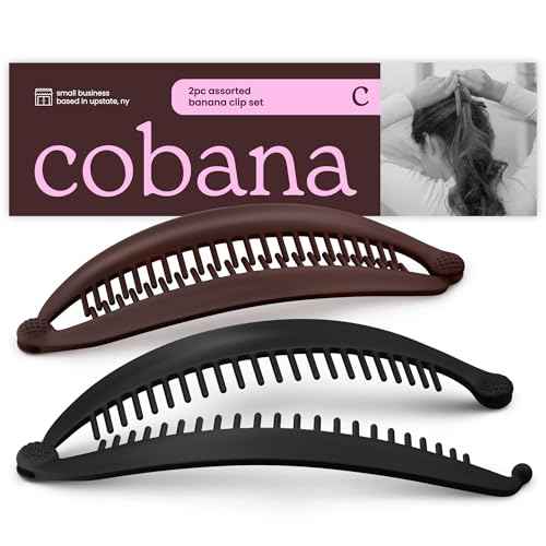 Cobana Banana Clip Hair Clips - Volumizing Hair Claw Clips & Hair Styling Accessories for Thick & Thin Hair - Large 6'' Set of 2 (Black and Brown)
