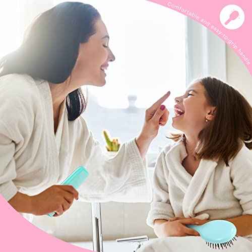 12 Pack Wet Small Hair Brush Combs Set, 6 Detangler Mini Brush Detangling Travel Hair Brush 6 Plastic Fine Wide Combs for Women Men Kids Toddler Girls Baby(Stylish Colors)