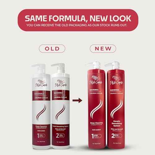 I Belli Capelli Ravenna Professional Keratin, Long-lasting Straightening Effect - Cirugia Capilar - Celulas Madres Straightener System - 2x1L/33.8