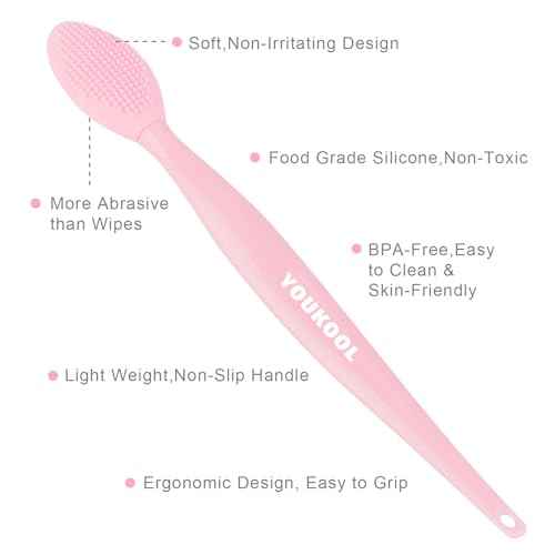 Lip Scrub Brush,Double-Sided Silicone Exfoliating Lip Brush Tool for Smoother and Fuller Lip Appearance,Pink,2pcs