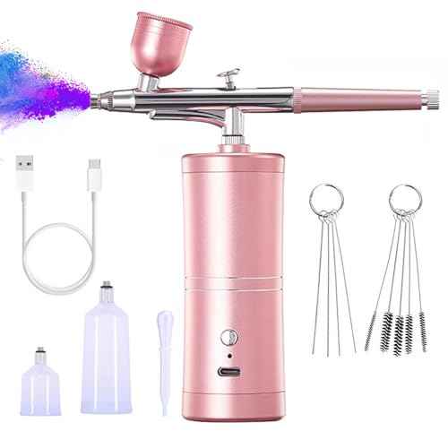 Bubbacare SANCTUARY Portable Airbrush, Nail Airbrush Machine, Cordless, Non-Clogging, High-Pressure, 0.3mm Nozzle, 23PSI & 27PSI, Cleaning Brush Set, 1