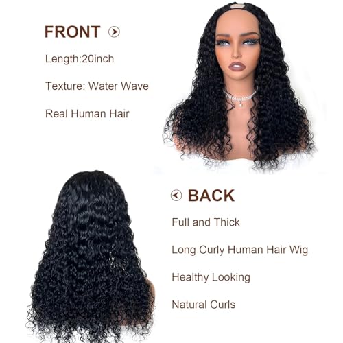 V Part Wig Human Hair curly Upgrade U Part Wig for Black Women Kinky curly Glueless Clip In Half Wig No Leave Out Wigs 180% Natural Color 22inch