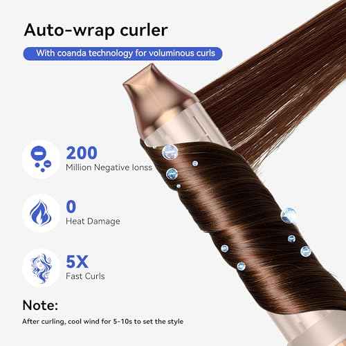 6-in-1 Hair Dryer Brush, 110,000 RPM High-Speed Hair Dryer Fast Drying,Upgraded Air Styler with Auto Wrap Curlers,Blow Dryer Brush for Straightening, Smoothing,Volumizing, No Heat Damage