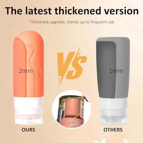 Empty 3 oz Travel Size Bottles Toiletries Containers for Toiletries Liquids£¬Small Silicone Mini Refillable Leak Proof TSA Approved Travel Bottles for Creams Shampoo and Conditioner Traveling