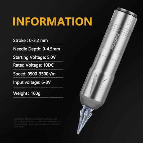 PFARRER Tattoo Gun Kit Wireless Tattoo Pen Machine with 2 Tattoo Batteries, 20 Tattoo Cartridge Needles,10 Tattoo Ink Color Set, Complete Tattoo Accessories EKP650-7