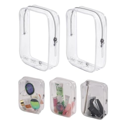 Packing Cubes Quart Size Travel Bag Tsa Approved Clear Toiletry Bag Small European International Must Haves Long Flight Airplane Essentials (5, Clear, Clear, Clear, Clear, Clear)