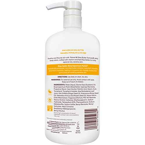 Palmer's Shea Formula Raw Shea Body Lotion for Dry Skin, Hand & Body Moisturizer, Value Size Pump Bottle, 33.8 Ounces (Pack of 1)